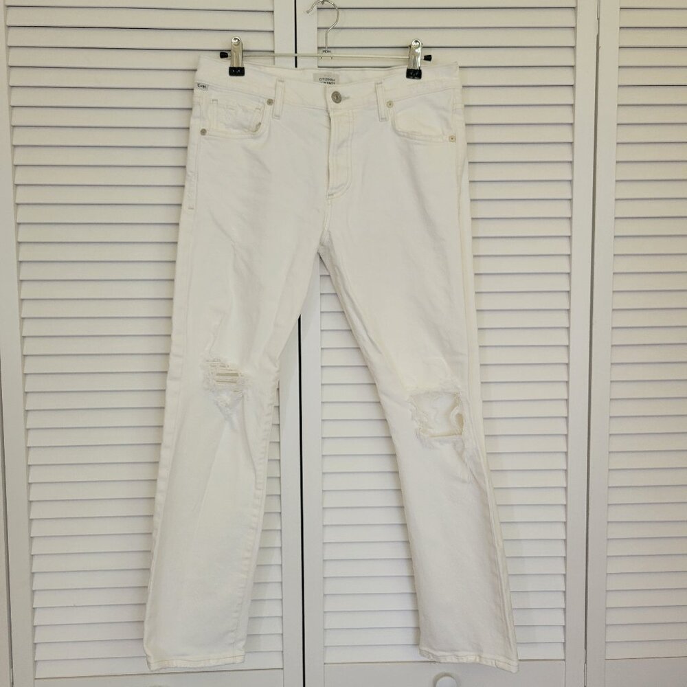 COH Emerson Slim Boyfriend Knee Tear Jean in Fracture Destroy White